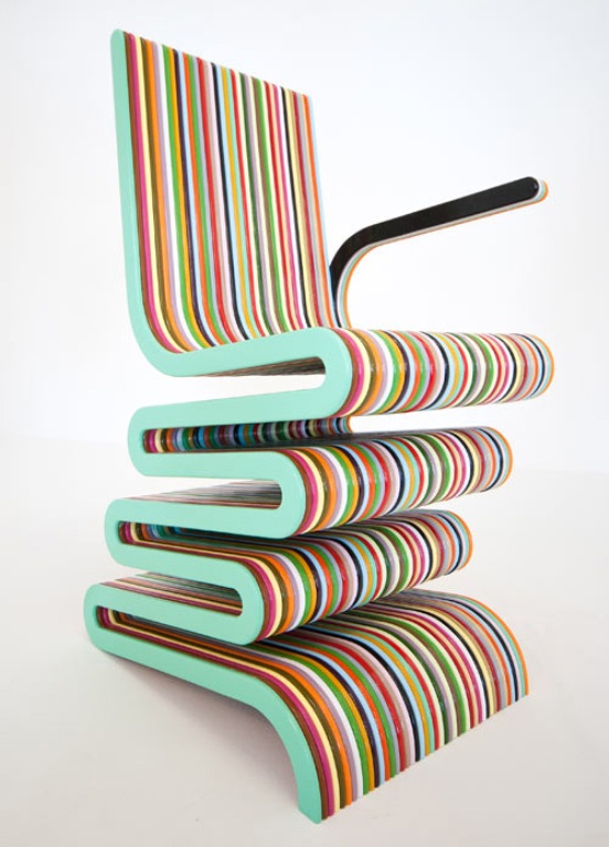 Colorful Striped Chair by Lacquered Beech Furniture pictures