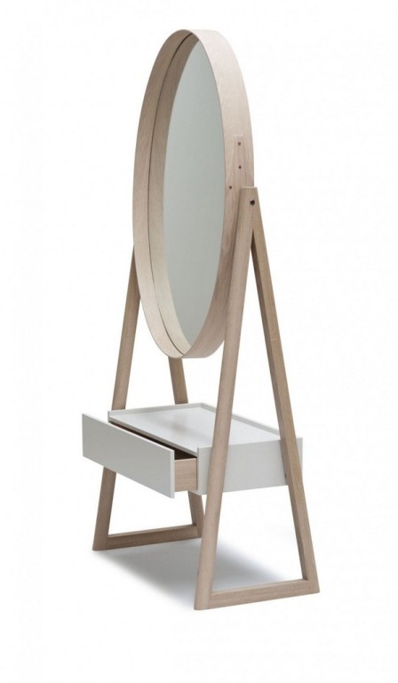 Feminine Wooden Mirror With A Drawer pictures